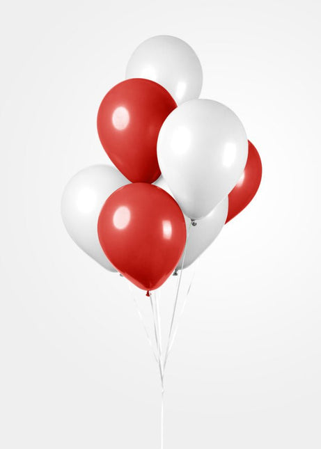 Rood Witte Ballonnen 30cm 10st van WeFiesta koop je bij Partywinkel