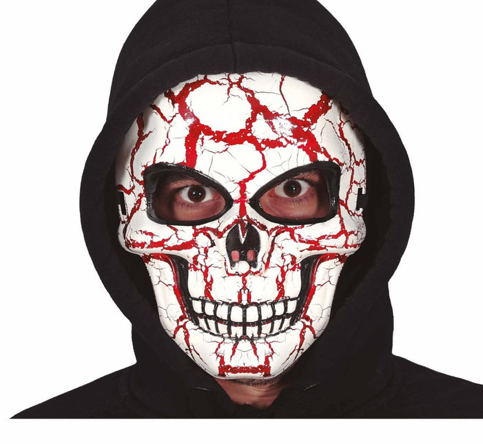 Rood Witte Halloween Masker Schedel van Fiestas Guirca koop je bij Partywinkel