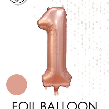 Rose Goud Cijfer Ballon 1 Jaar Glans 86cm van WeFiesta koop je bij Partywinkel