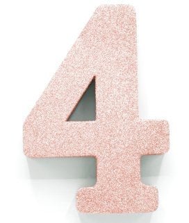 Rose Goud Tafeldecoratie Cijfer 4 Glitter 20,5cm van WeFiesta koop je bij Partywinkel