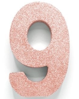 Rose Goud Tafeldecoratie Cijfer 9 Glitter 20,5cm van WeFiesta koop je bij Partywinkel