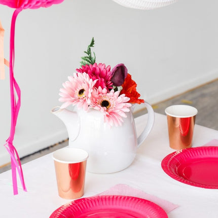 Rose Gouden Bekers Metallic Karton 250ml 8st van Folat koop je bij Partywinkel