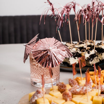 Rose Gouden Cocktailprikkers Parasol 10cm 10st van WeFiesta koop je bij Partywinkel