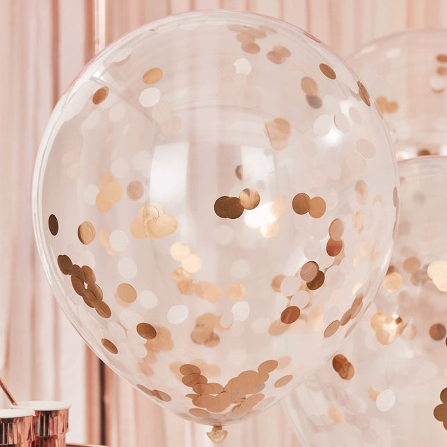 Rose Gouden Confetti Ballonnen 61cm 3st van Ginger Ray koop je bij Partywinkel
