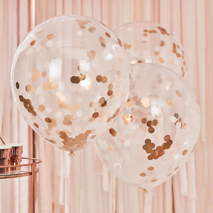 Rose Gouden Confetti Ballonnen 61cm 3st van Ginger Ray koop je bij Partywinkel