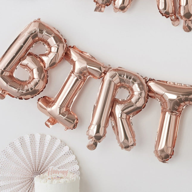 Rose Gouden Happy Birthday Ballonnen Set 41cm van Ginger Ray koop je bij Partywinkel