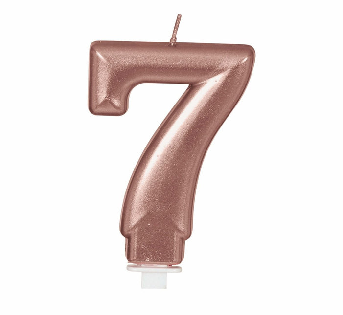 Rose Gouden Kaars 7 Jaar 8cm van Fiestas Guirca koop je bij Partywinkel