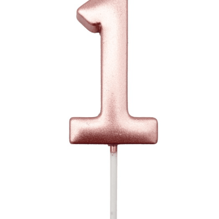 Roségouden Cijferkaars 1 van Unique koop je bij Partywinkel