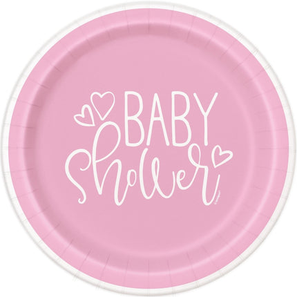 Roze Babyshower Borden Meisje 8st van Unique koop je bij Partywinkel