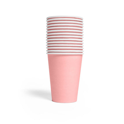 Roze Bekers Papier 210ml 14st van WeFiesta koop je bij Partywinkel