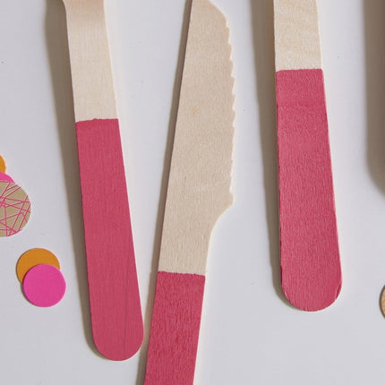 Roze Bestek Hout 18 delig van Ginger Ray koop je bij Partywinkel