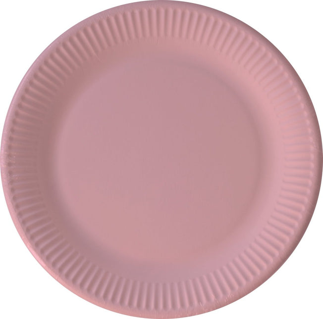 Roze Borden Papier Ribbels 23cm 8st van Procos koop je bij Partywinkel