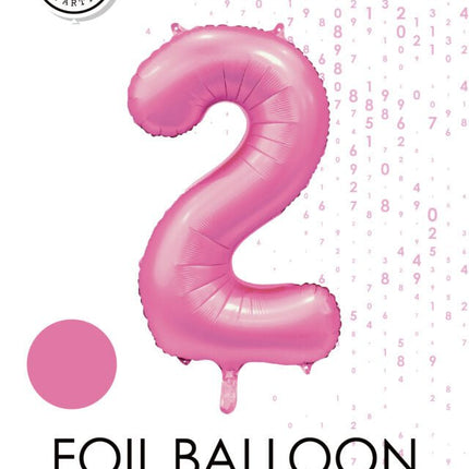 Roze Cijfer Ballon 2 Jaar Glans 86cm van WeFiesta koop je bij Partywinkel