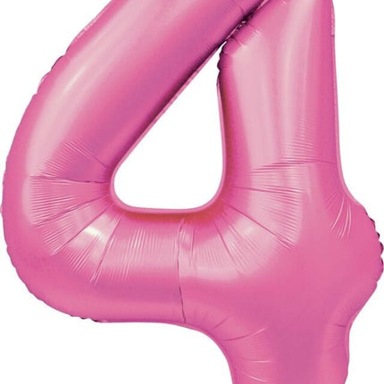 Roze Cijfer Ballon 4 Jaar Glans 86cm van WeFiesta koop je bij Partywinkel