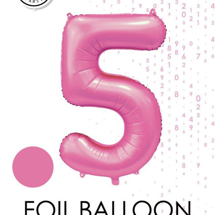 Roze Cijfer Ballon 5 Jaar Glans 86cm van WeFiesta koop je bij Partywinkel