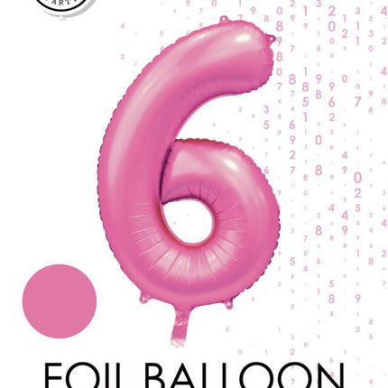 Roze Cijfer Ballon 6 Jaar Glans 86cm van WeFiesta koop je bij Partywinkel