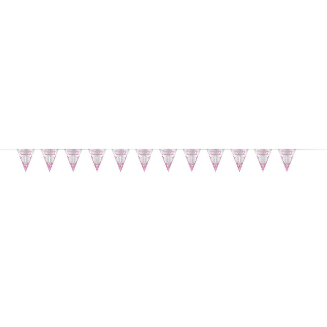 Roze Doopfeest Slinger 2,74m van Unique koop je bij Partywinkel