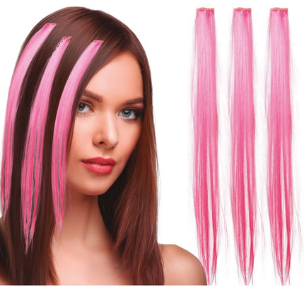 Roze Hair Extension 50cm 3st van Fiestas Guirca koop je bij Partywinkel