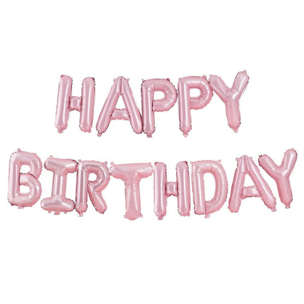 Roze Happy Birthday Ballonnen Set 35cm van Ginger Ray koop je bij Partywinkel