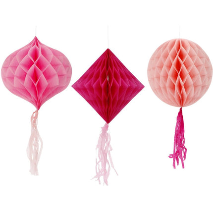 Roze Honeycombs 30cm 3st van Folat koop je bij Partywinkel
