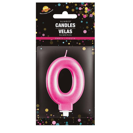 Roze Kaars 0 Jaar Metallic 8cm van Fiestas Guirca koop je bij Partywinkel