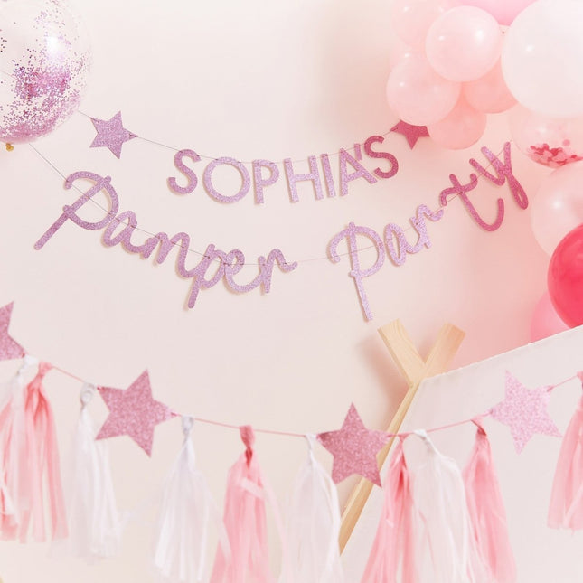 Roze Letterslinger Glitters 2,5m van Ginger Ray koop je bij Partywinkel