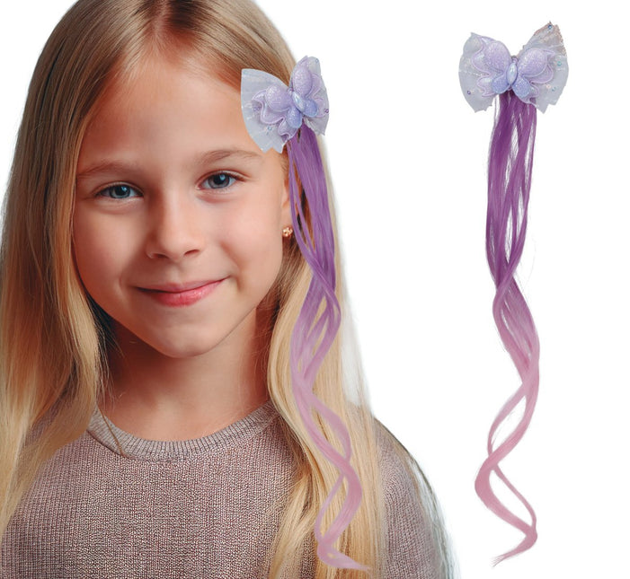 Roze Paarse Hair Extension Strik van Fiestas Guirca koop je bij Partywinkel