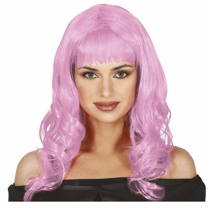 Roze Pruik Lang Haar van Fiestas Guirca koop je bij Partywinkel
