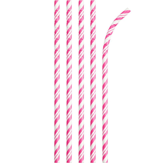 Roze Rietjes Gestreept 24st van Creative Converting koop je bij Partywinkel