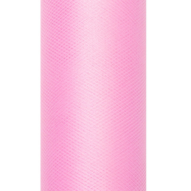 Roze Tule Rol 15cm 9m van Partydeco koop je bij Partywinkel