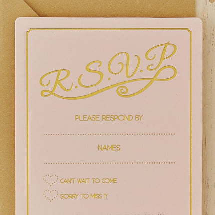 Roze Uitnodigingen R.S.V.P 12,9cm 10st van Ginger Ray koop je bij Partywinkel
