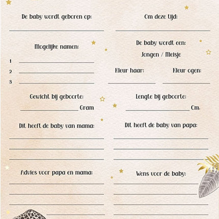 Safari Voorspellingskaartjes Nude 20st van Haza Witbaard koop je bij Partywinkel