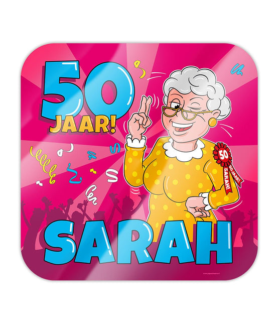 Sarah Deurbord 50 Jaar Cartoon 50cm van Paper Dreams koop je bij Partywinkel