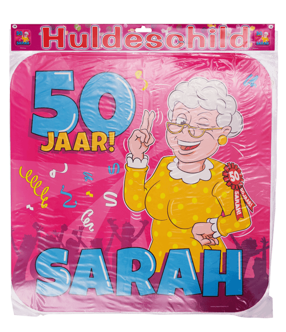 Sarah Deurbord 50 Jaar Cartoon 50cm van Paper Dreams koop je bij Partywinkel