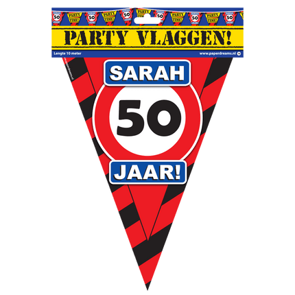 Sarah Slingers Verkeersbord 50 jaar 10m van Paper Dreams koop je bij Partywinkel