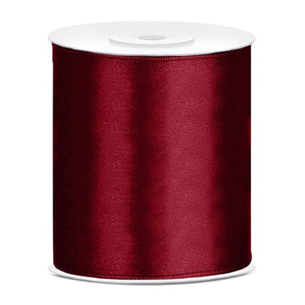 Satijn Lint Bordeaux Rood 100mm 25m van Partydeco koop je bij Partywinkel