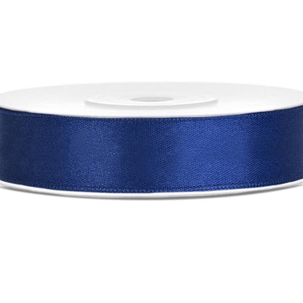 Satijn Lint Donkerblauw 12mm 25m van Partydeco koop je bij Partywinkel