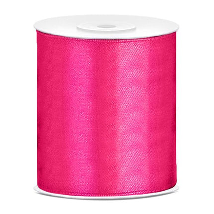Satijn Lint Fuchsia 100mm 25m van Partydeco koop je bij Partywinkel