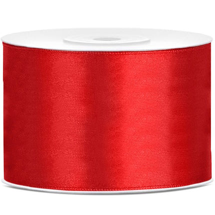 Satijn Lint Rood 50mm 25m van Partydeco koop je bij Partywinkel