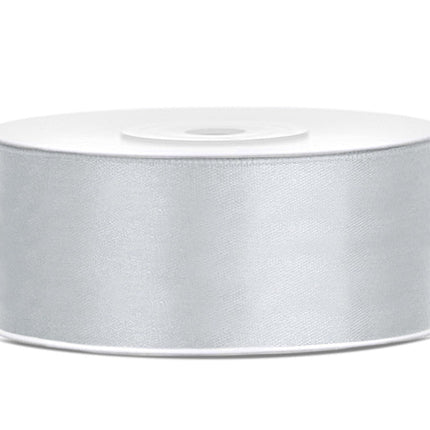 Satijn Lint Zilver 25mm 25m van Partydeco koop je bij Partywinkel