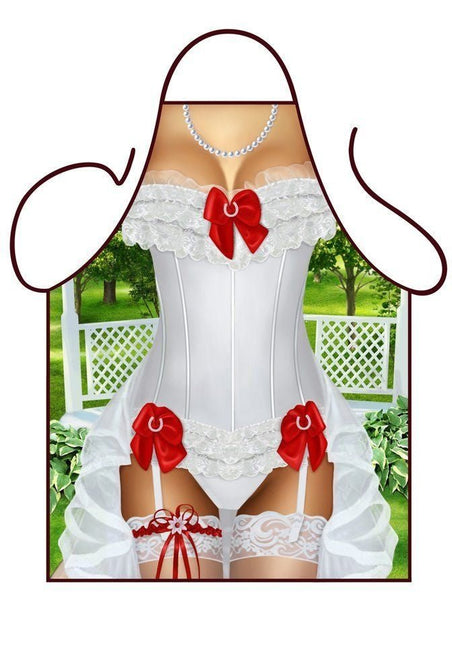 Schort Bruid van Partychimp koop je bij Partywinkel