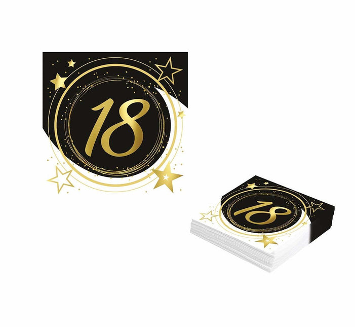 Servetten 18 Jaar 33cm 12st van Fiestas Guirca koop je bij Partywinkel