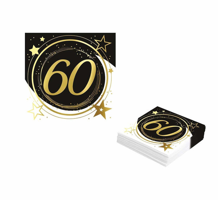 Servetten 60 Jaar 33cm 12st van Fiestas Guirca koop je bij Partywinkel