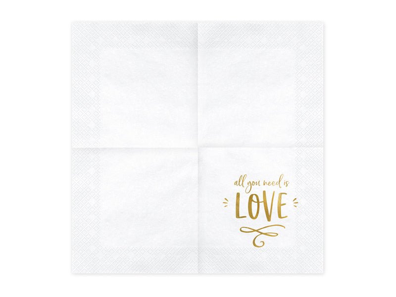 Servetten All You Need Is Love 33cm 20st van Partydeco koop je bij Partywinkel