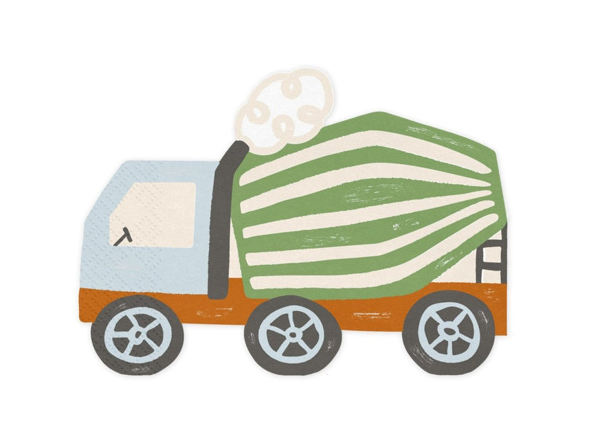 Servetten Betonmixer 13cm 20st van Partydeco koop je bij Partywinkel