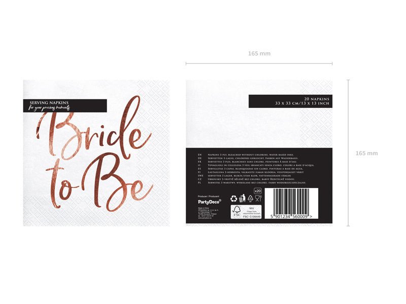 Servetten Bride To Be 33cm 20st van Partydeco koop je bij Partywinkel