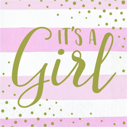 Servetten It'S A Girl 33cm 16st van Creative Converting koop je bij Partywinkel