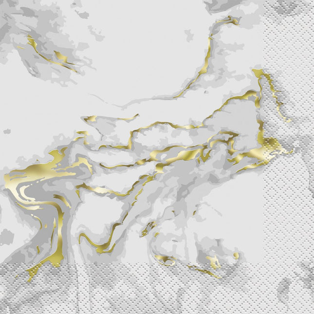 Servetten Marmer Goud 33cm 20st van Unique koop je bij Partywinkel