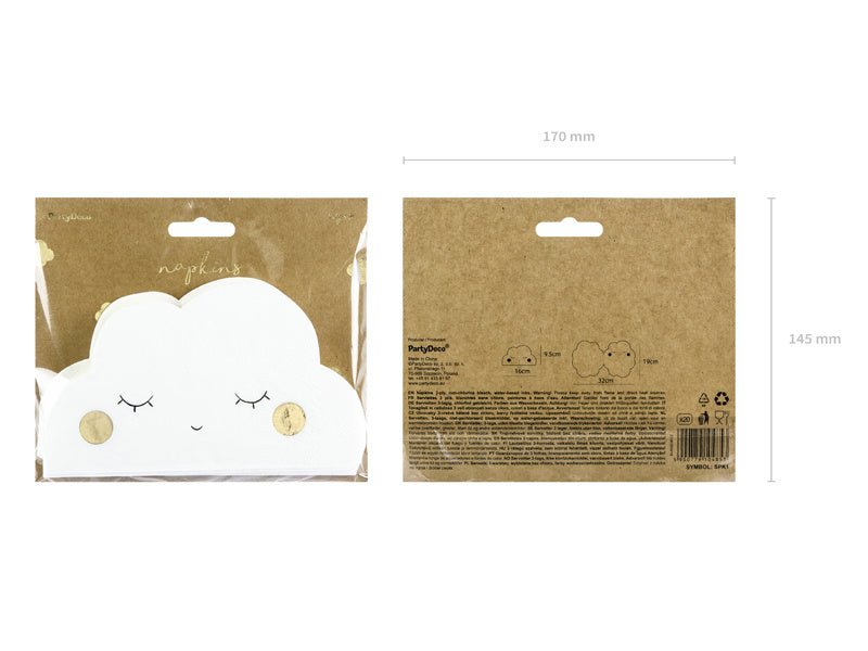 Servetten Wolk 16cm 20st van Partydeco koop je bij Partywinkel