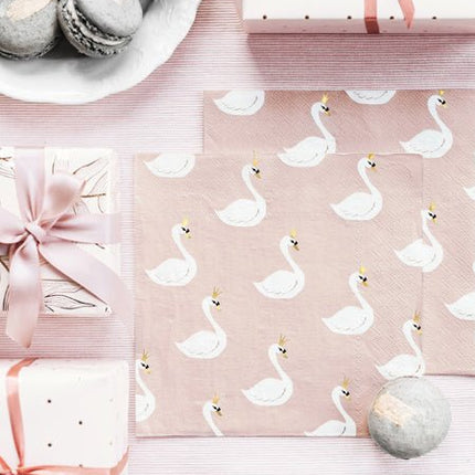 Servetten Zwaan 33cm 20st van Partydeco koop je bij Partywinkel